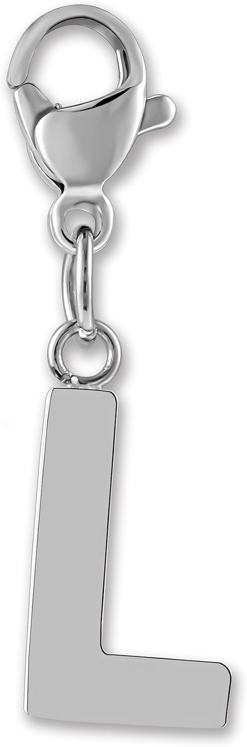 Detalle de Pendentif lettre en acier, fermoir mousqueton
