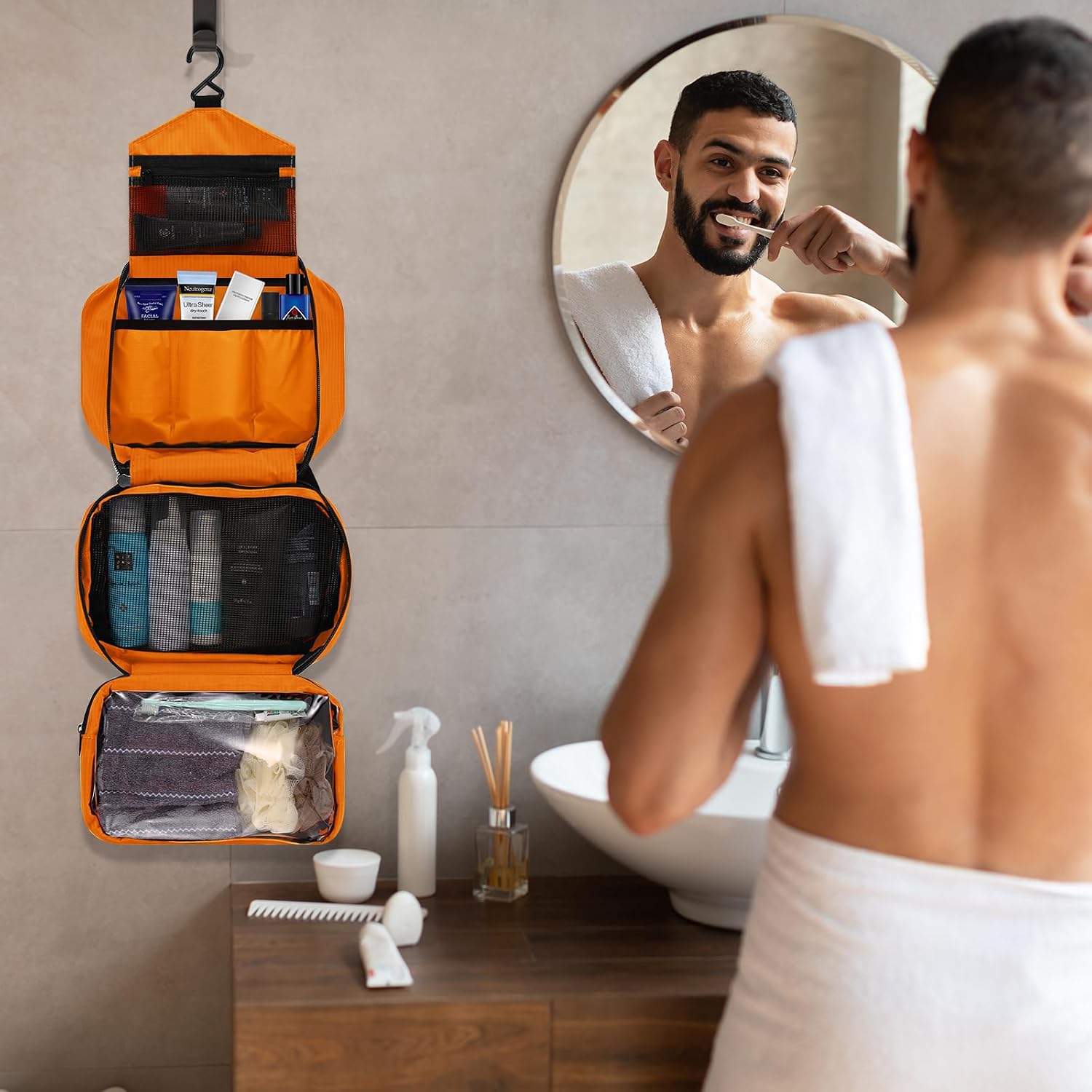 Thumbnail 4 de homchen Hängende Reise-Toilettentasche wasserdicht mit Haken und vielen Fächern