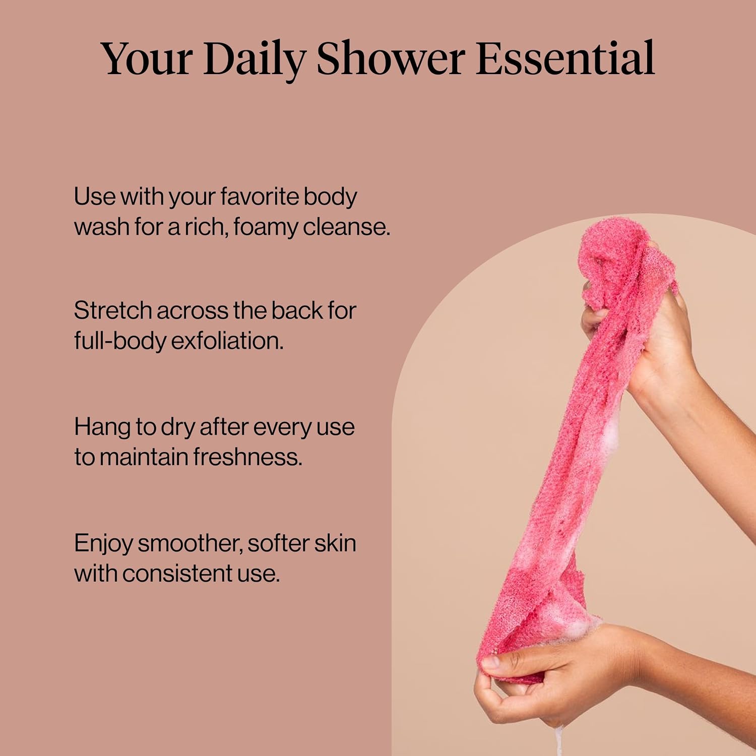 Detalle de Kitsch African Net Sponge – Exfoliating Body Scrubber, 3-Piece Berry Pink