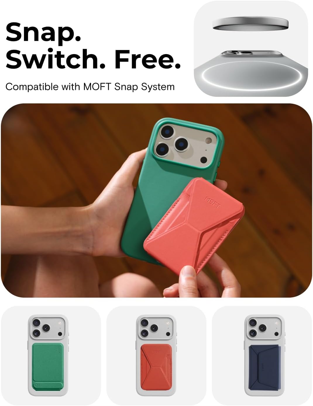 Thumbnail 4 de MOFT for iPhone Air Case – MOVAS Snap Case, MagSafe Compatible, Soft-Touch Vegan Leather, Taupe