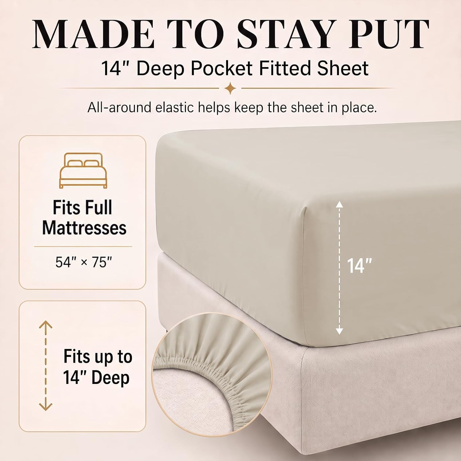 Detalle 1 de CozyLux Full Size Comforter Set Beige (7-Piece Bed in a Bag) with Down Alternative Comforter