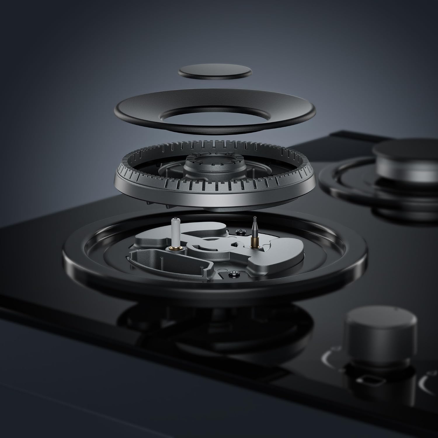 Detalle 1 de Empava 24 in. Gas Stove Cooktop, 4 Sealed SABAF Burners, Black Glass