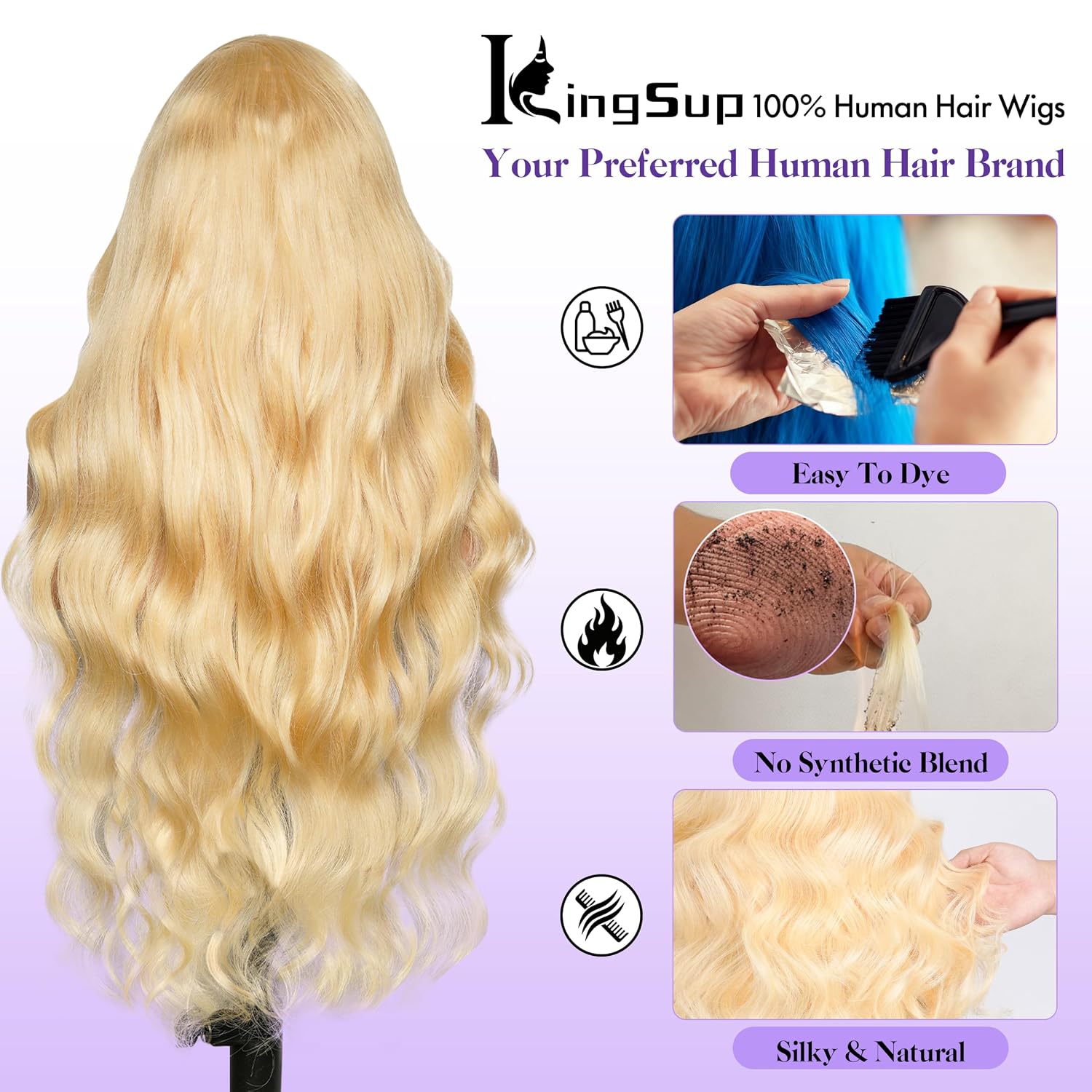 Thumbnail 2 de 613 13x6 Lace Front Wig (Human Hair) 250 Density, 30 Inch Body Wave Blonde HD Lace Frontal