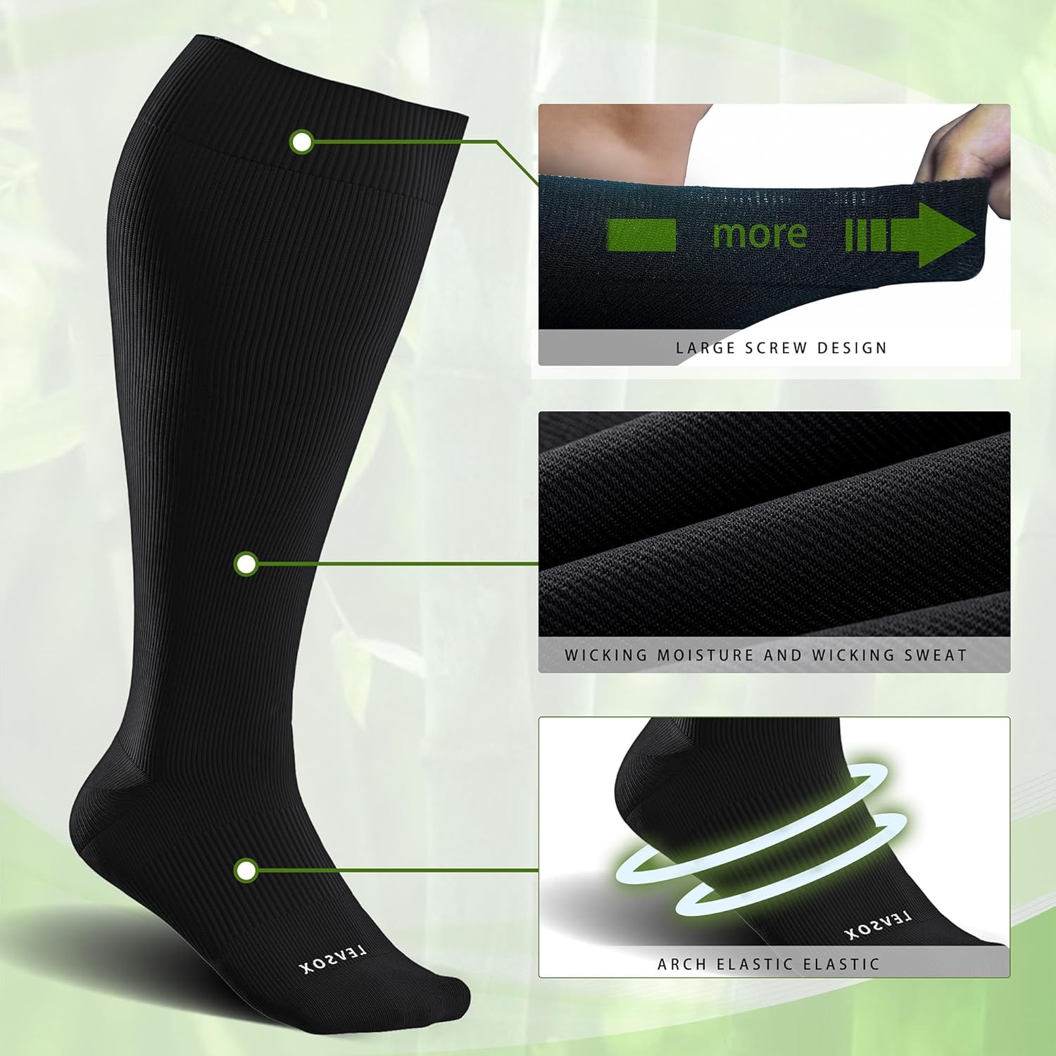 Thumbnail 3 de LEVSOX Wide Calf Compression Socks for Women & Men Plus Size (15-20mmHg) Knee High