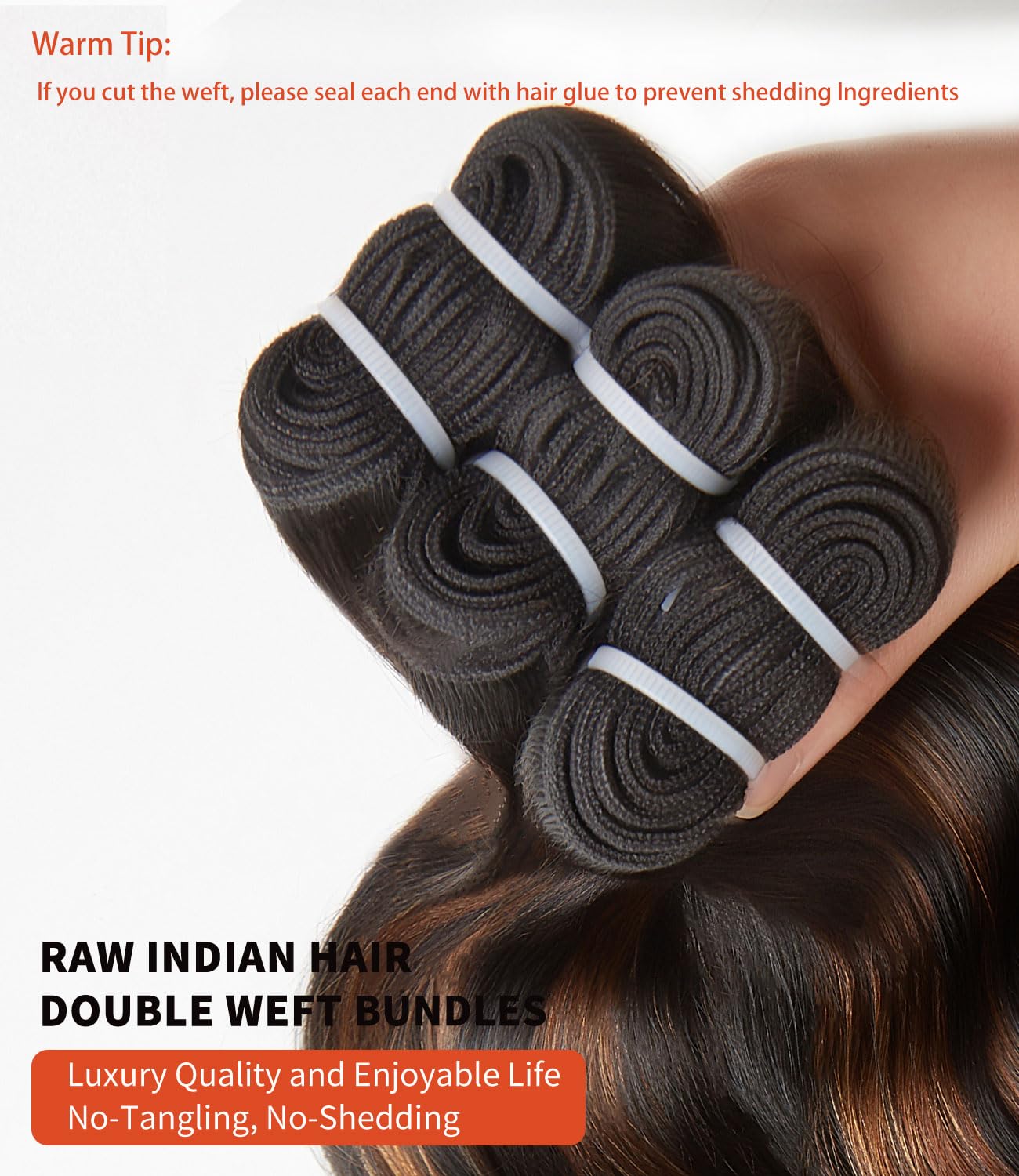 Thumbnail 4 de MLIP Raw Indian Human Hair Body Wave (3 Bundles) — 100% Unprocessed, Near-Zero Tangle & Shedding, 24–28 in
