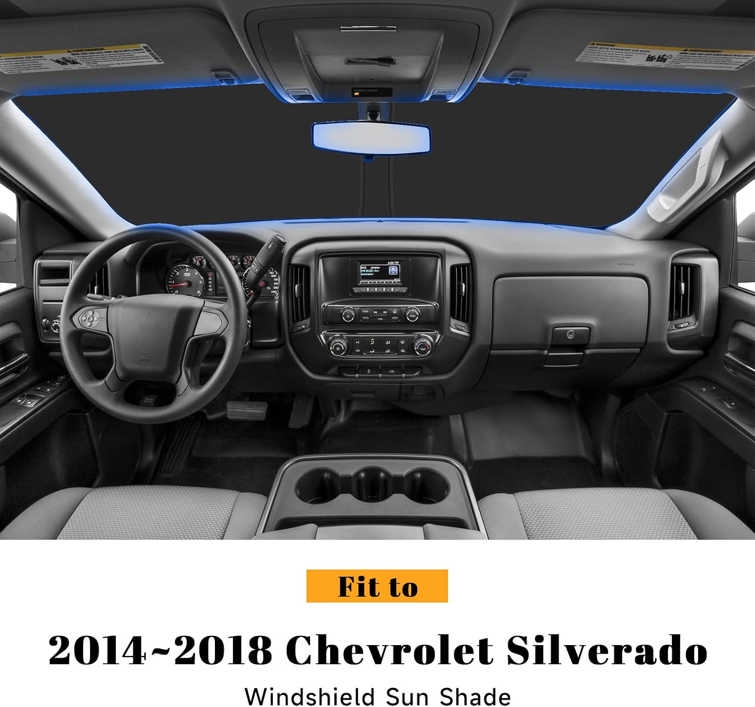 Detalle 2 de PeakPurit Windshield Sun Shade for 2014–2018 Silverado 1500 & Sierra 1500
