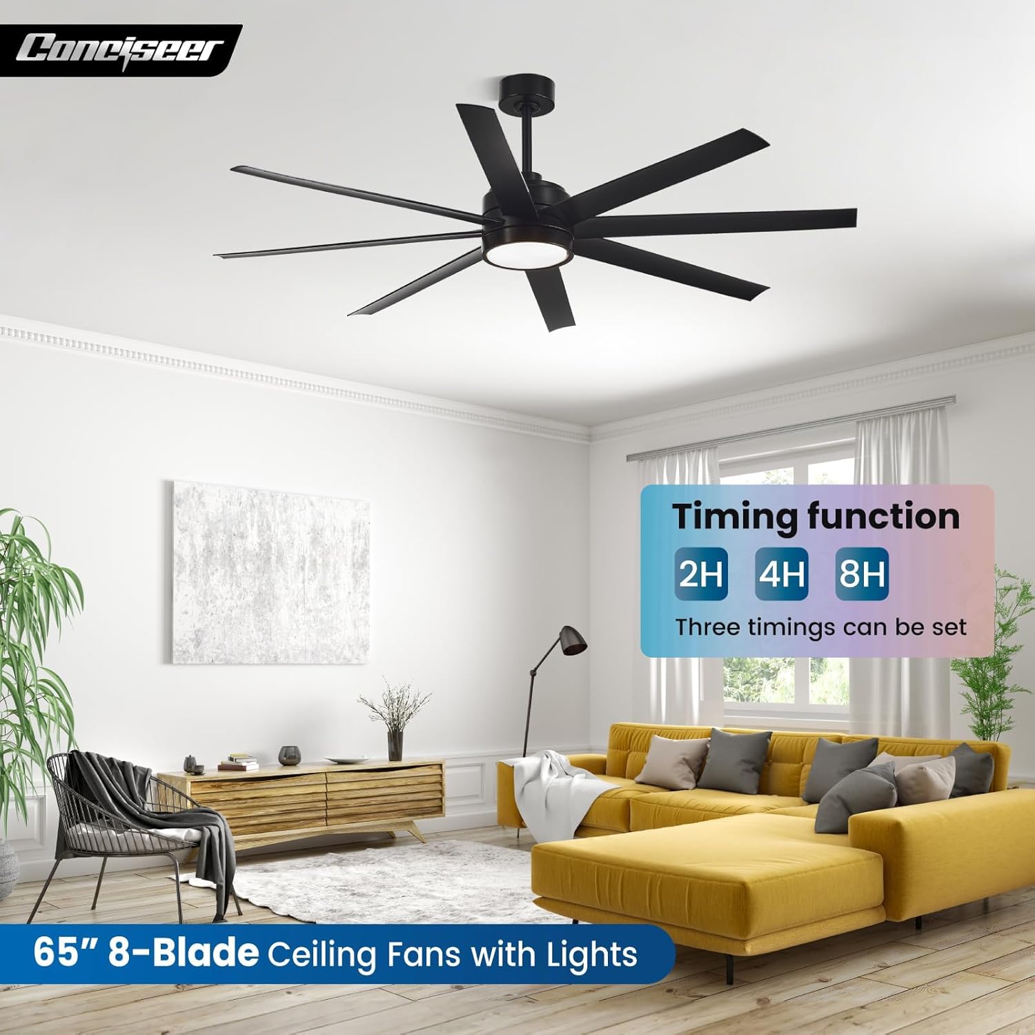 Thumbnail 2 de 65-Inch Ceiling Fan with Light and Remote ⚙