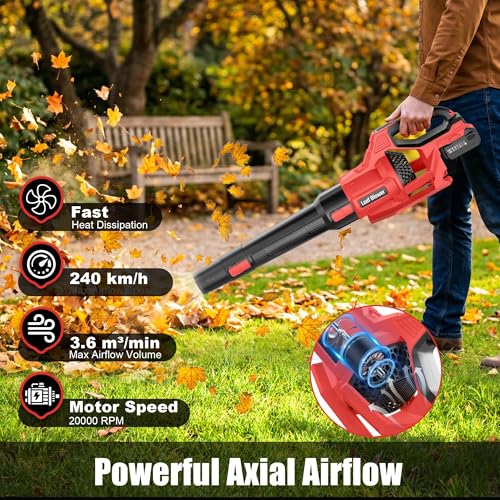 Thumbnail 1 de Bamse Leaf Blower Cordless 21V with 2 Batteries 4.0Ah – 3 Speeds, 2 Nozzles & Shoulder Strap