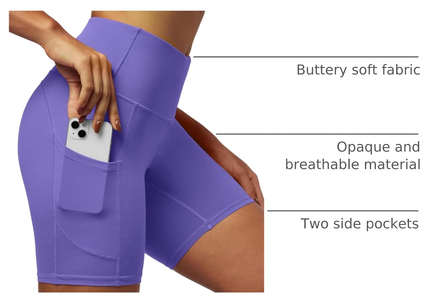 Thumbnail 3 de IUGA Biker Shorts Women 6" Tummy Control with Pockets – High Waisted, 2 Side + 1 Inner Pocket