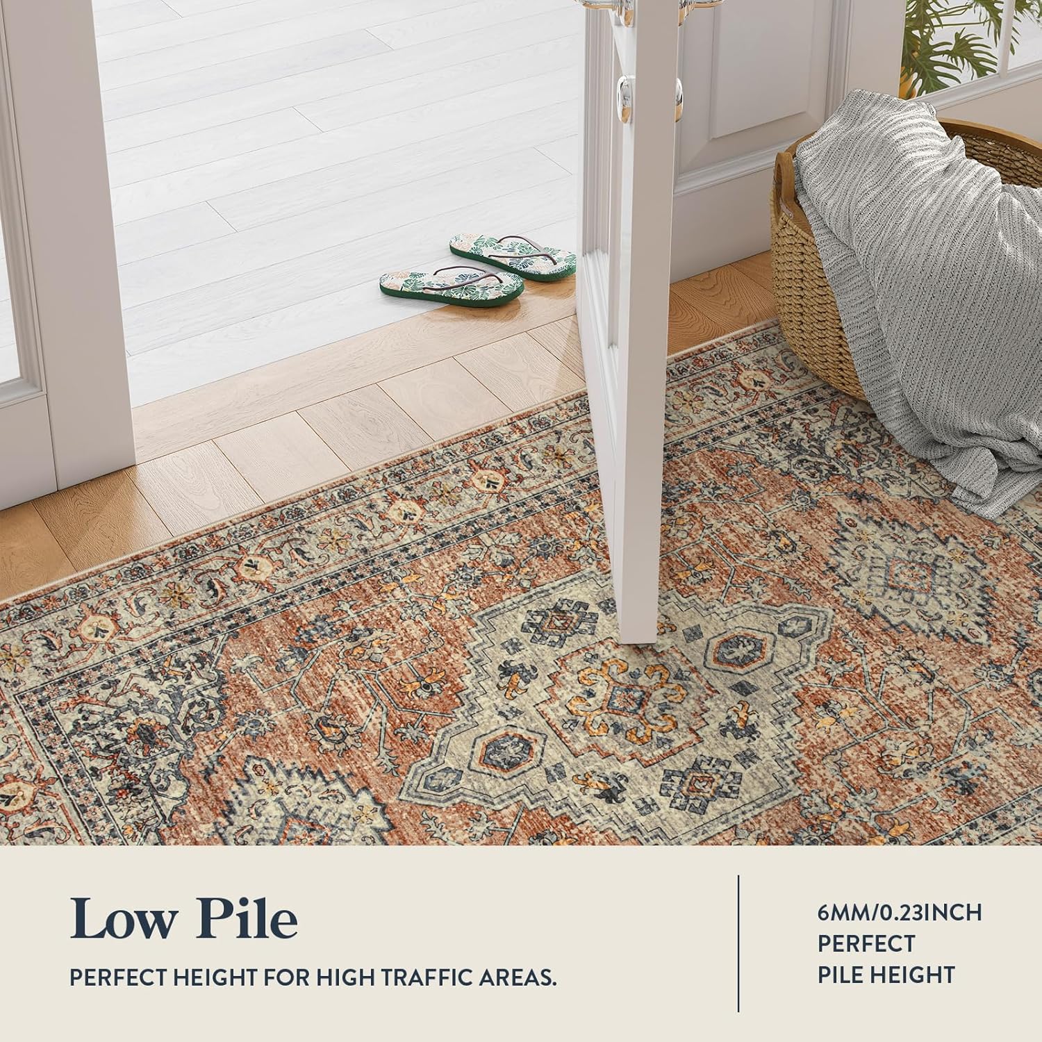 Thumbnail 4 de Lahome Oriental Hallway Runner Rug, 2.5x8 Kitchen Runner (Non Slip, Ultra-Thin, Washable) — Peach/Orange