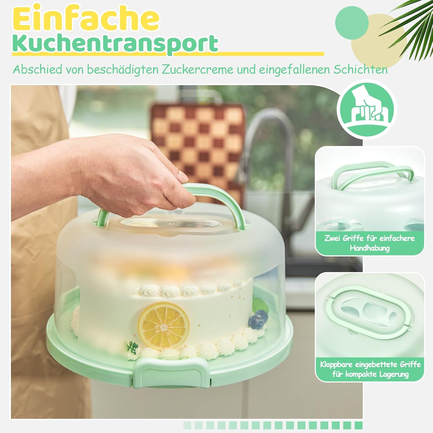 Thumbnail 1 de Ohuhu Kuchen Transportbox – Tortenbox mit Deckel, Tragegriff und 10-Zoll‑Kuchenplatz