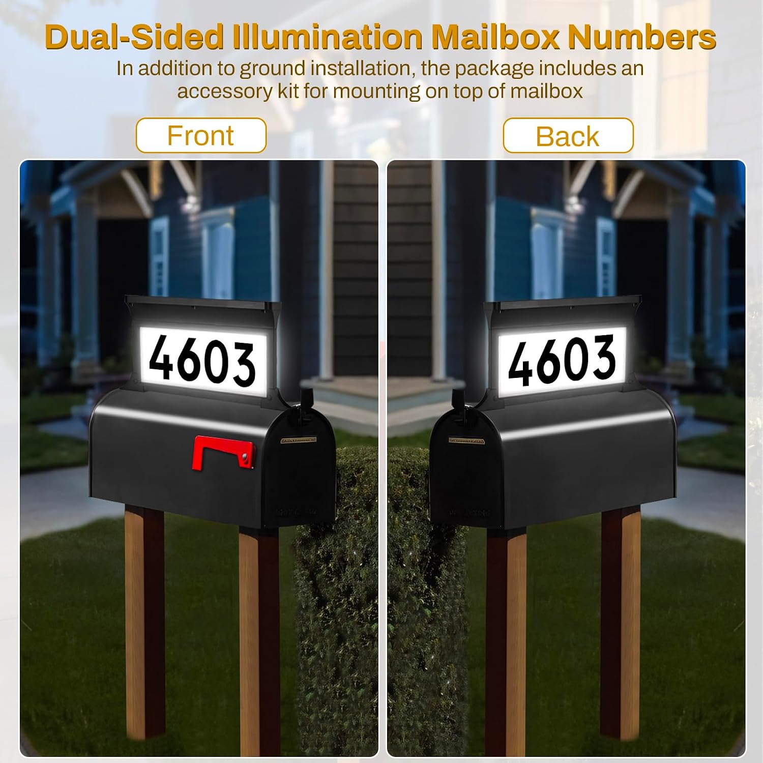Detalle 2 de Lacasa HN001 Solar Address Sign, Dual-Sided LED, 3 Colour Temperatures