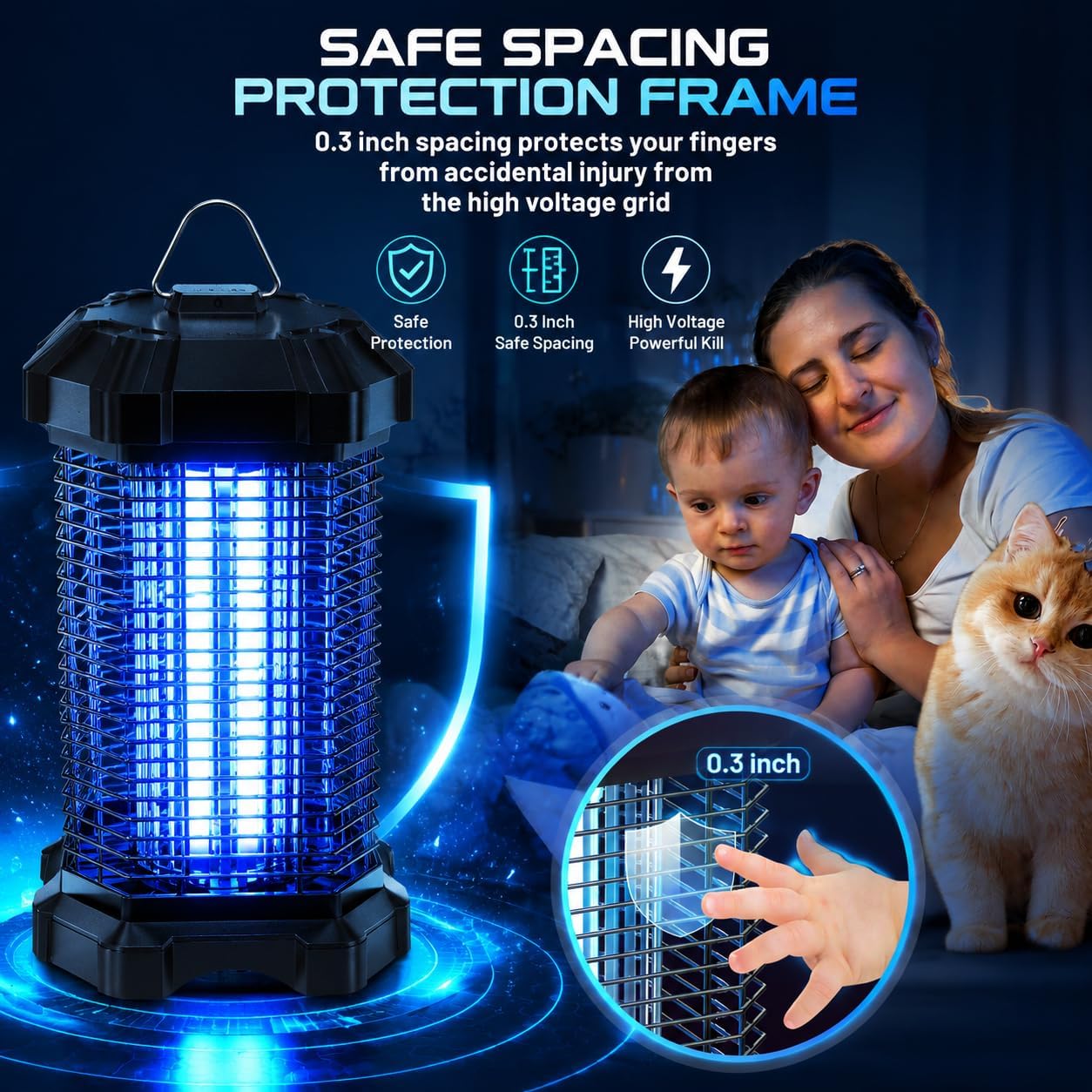 Thumbnail 5 de Jawlark Bug Zapper Outdoor: 4200V Electric Mosquito Zapper with 5ft Cord and IP44 Waterproof Design