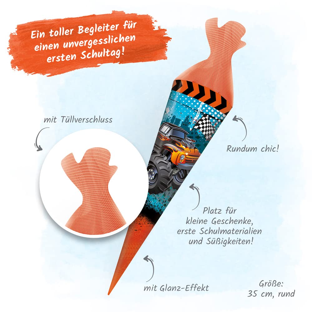 Detalle 2 de Trötsch Schultüte 35 cm med monstertruckmotiv