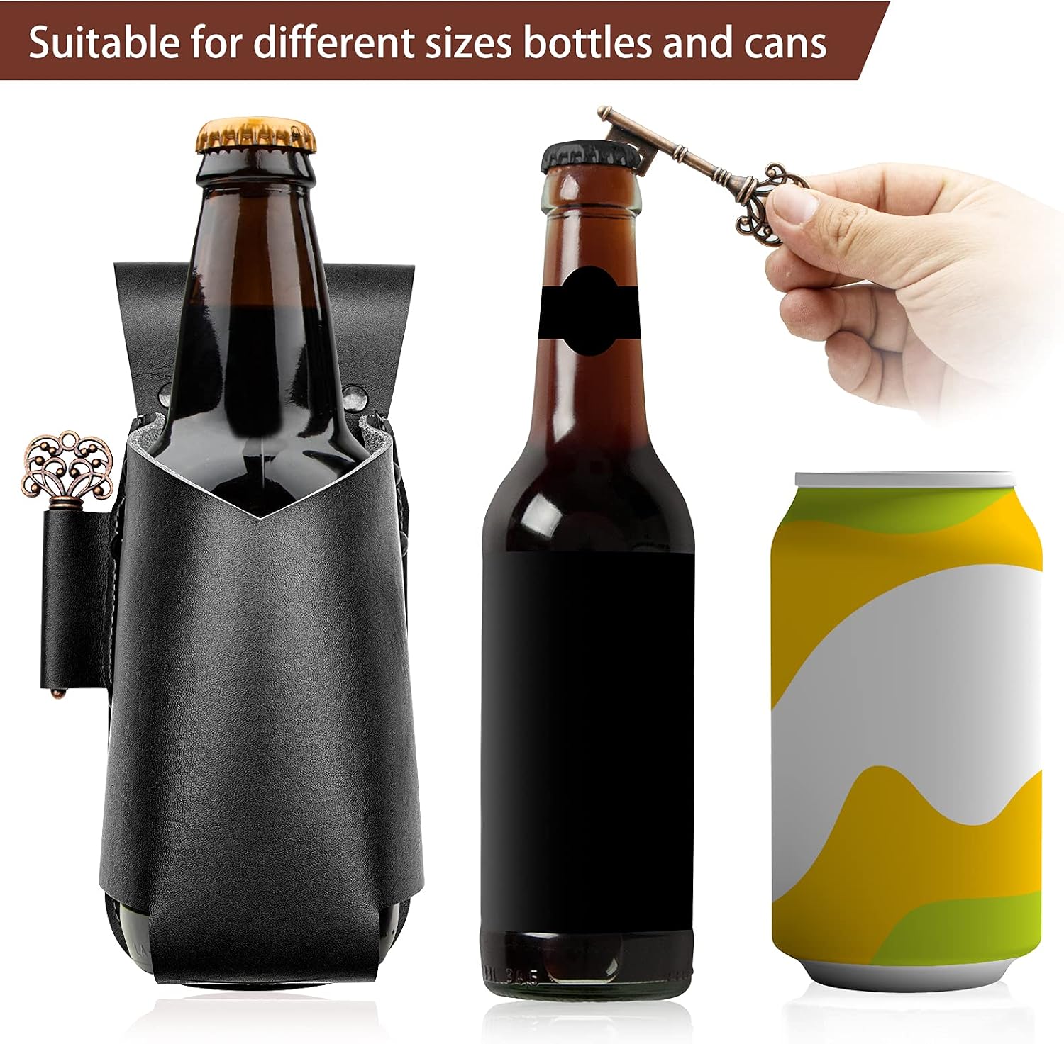 Detalle 2 de iPihsius Bier Holster Vintage Leder für 340 ml