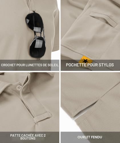 Thumbnail 4 de Polo Homme JACKETOWN Manches Courtes Séchage Rapide Respirant - kaki clair, Taille L