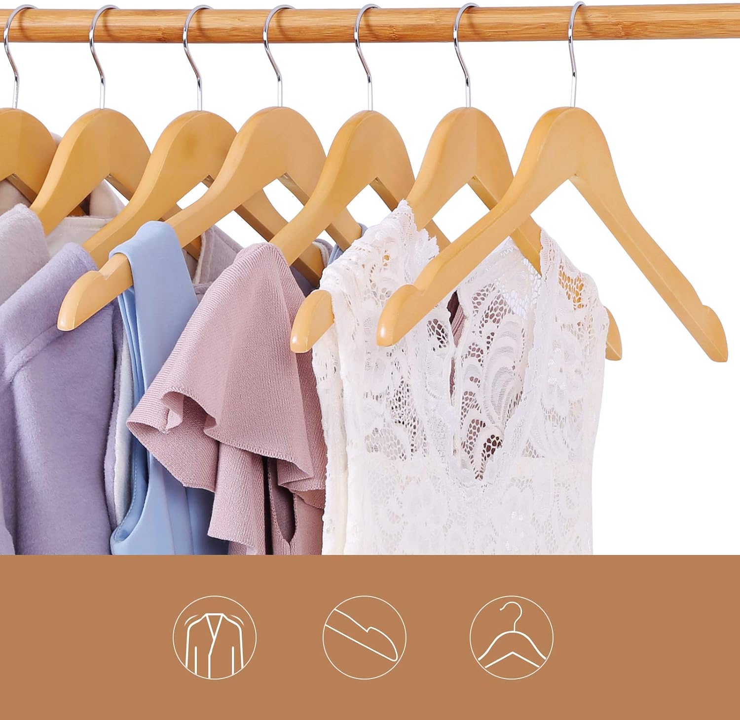 Thumbnail 2 de SONGMICS CASON Collection CRW003-20 Wooden Hangers, Set of 20 with Notches