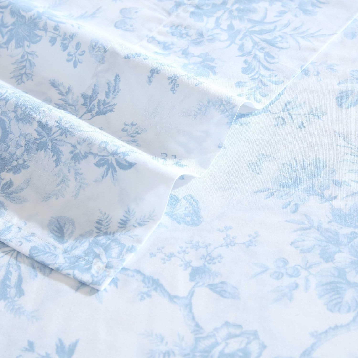 Detalle de Laura Ashley Twin Size Sheet Set: Crisp Cotton Percale with Deep Pocket Fit