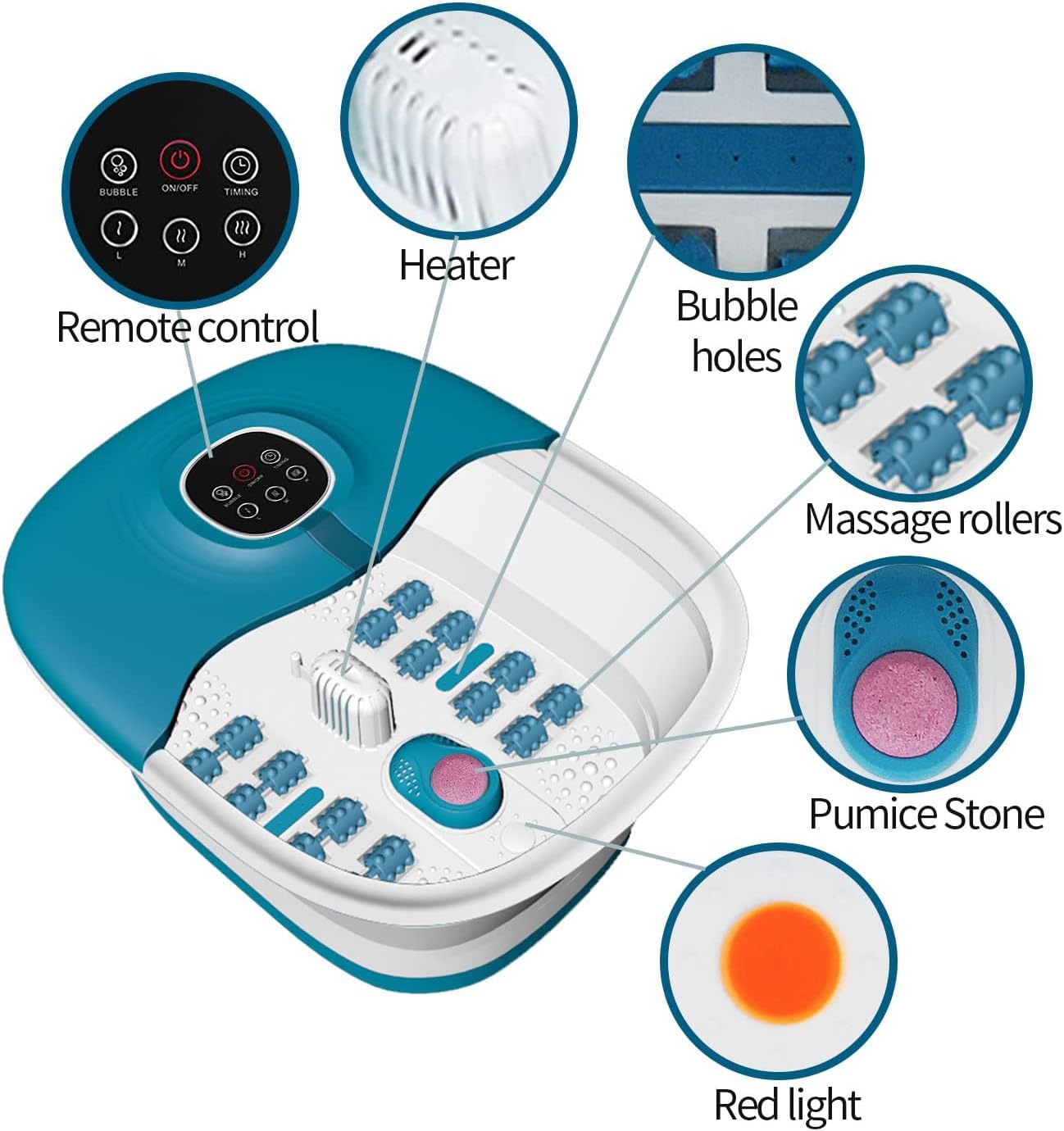 Detalle 2 de KNQZE Foot Spa and Massager with 16 rollers