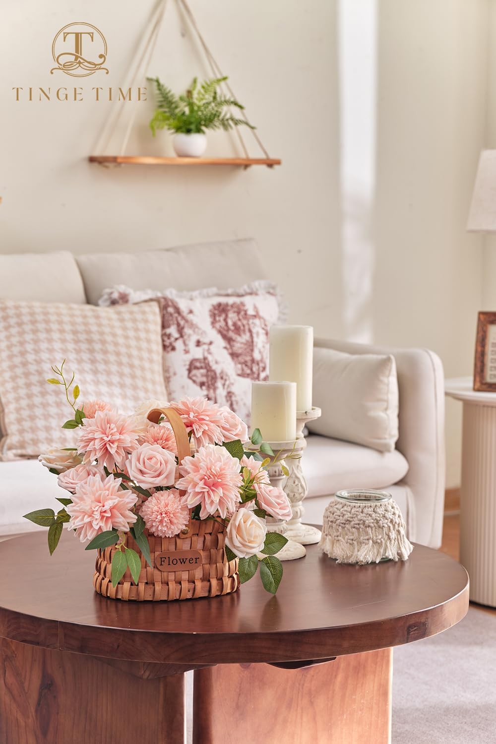Detalle de TINGE TIME – Lot de 23 fleurs artificielles en soie avec tiges pour bouquets, déco de mariage et fleurs de gâteau (rose pâle)