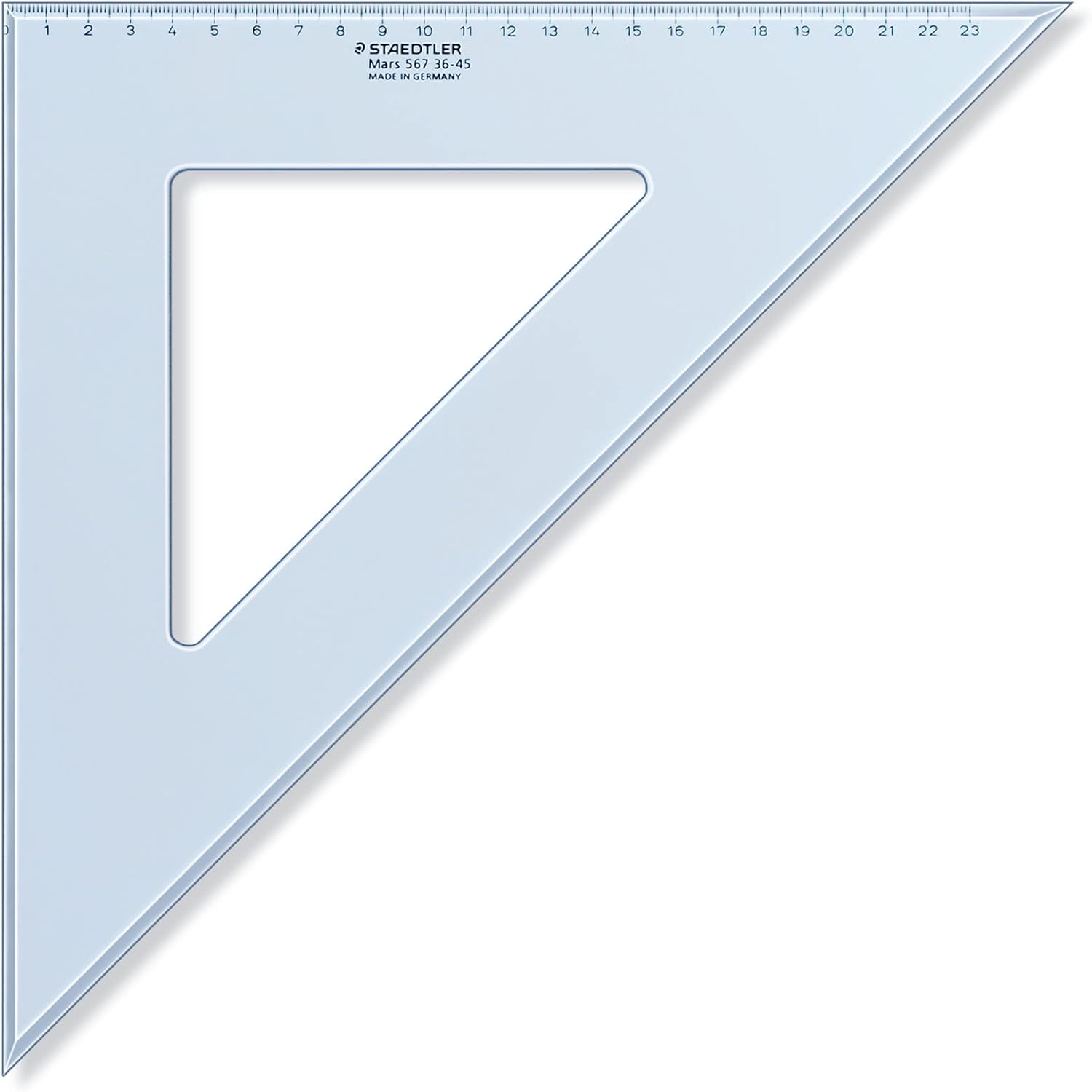 Thumbnail 1 de Staedtler 567 36-45 Mars — Équerre scolaire de 36 cm 45°/45° en plastique bleu transparent sous étui