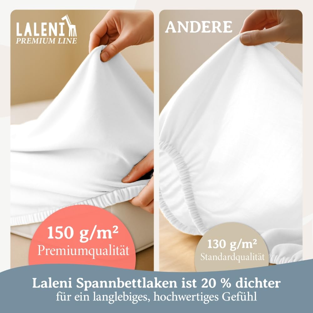 Thumbnail 3 de Laleni Premium Spannbettlaken 50x89 cm (2er-Set) aus 100% Baumwolle, OEKO-TEX-zertifiziert, für Babybett & Kinderbett – Weiß