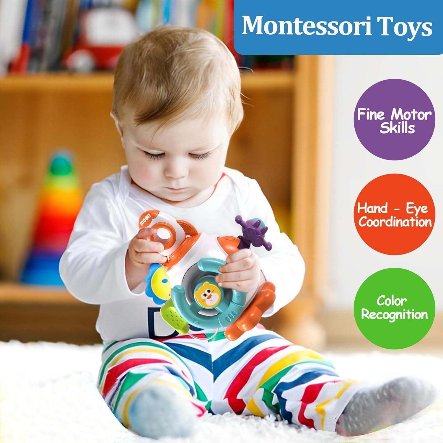 Thumbnail 1 de Montessori Busy Board Cube for Toddlers 1–3: Travel Sensory Toy