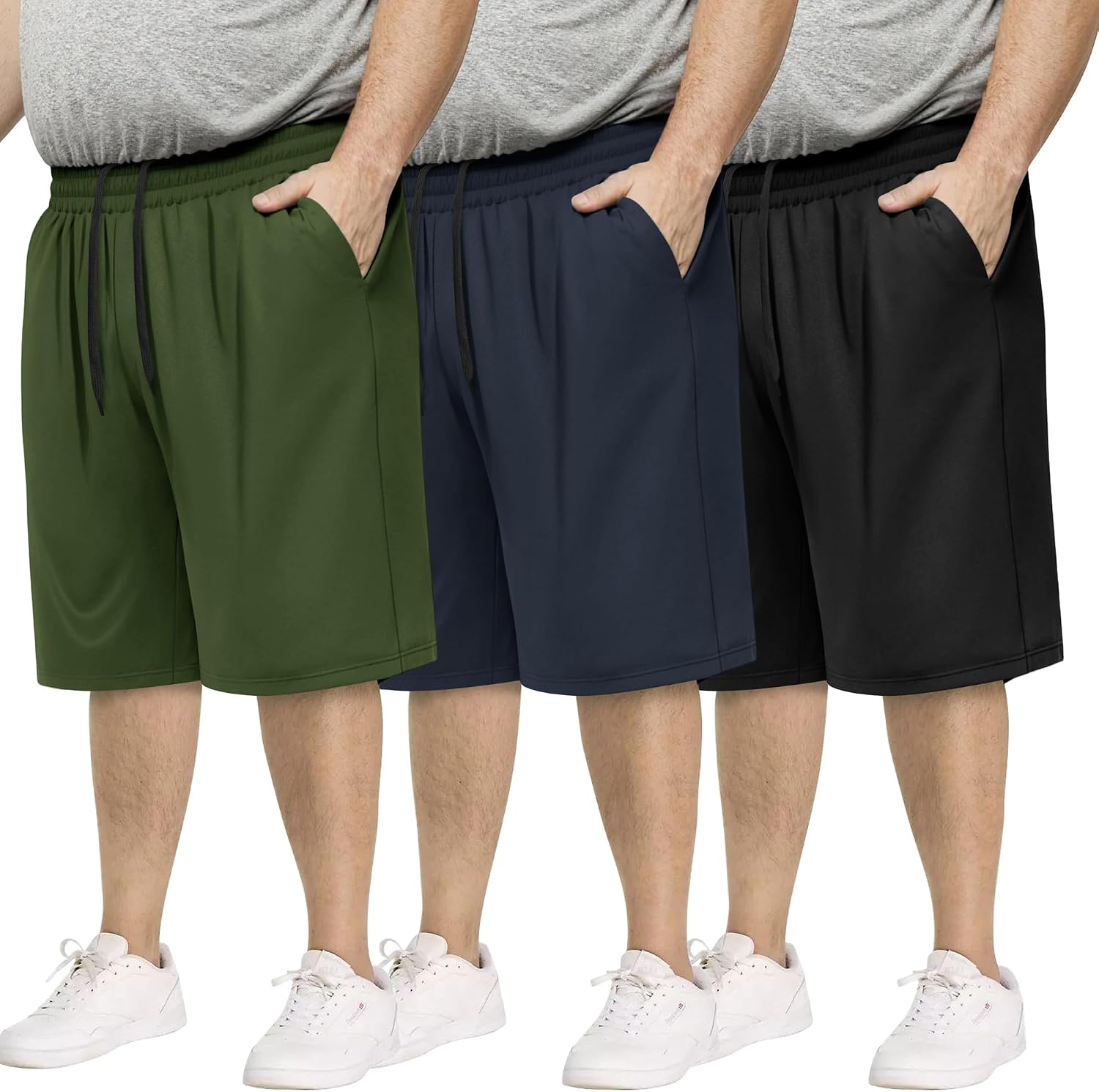 Thumbnail 6 de BOOJO 3 Pack Big & Tall Men's Gym Shorts – 3XL–5XL, Black with Pockets
