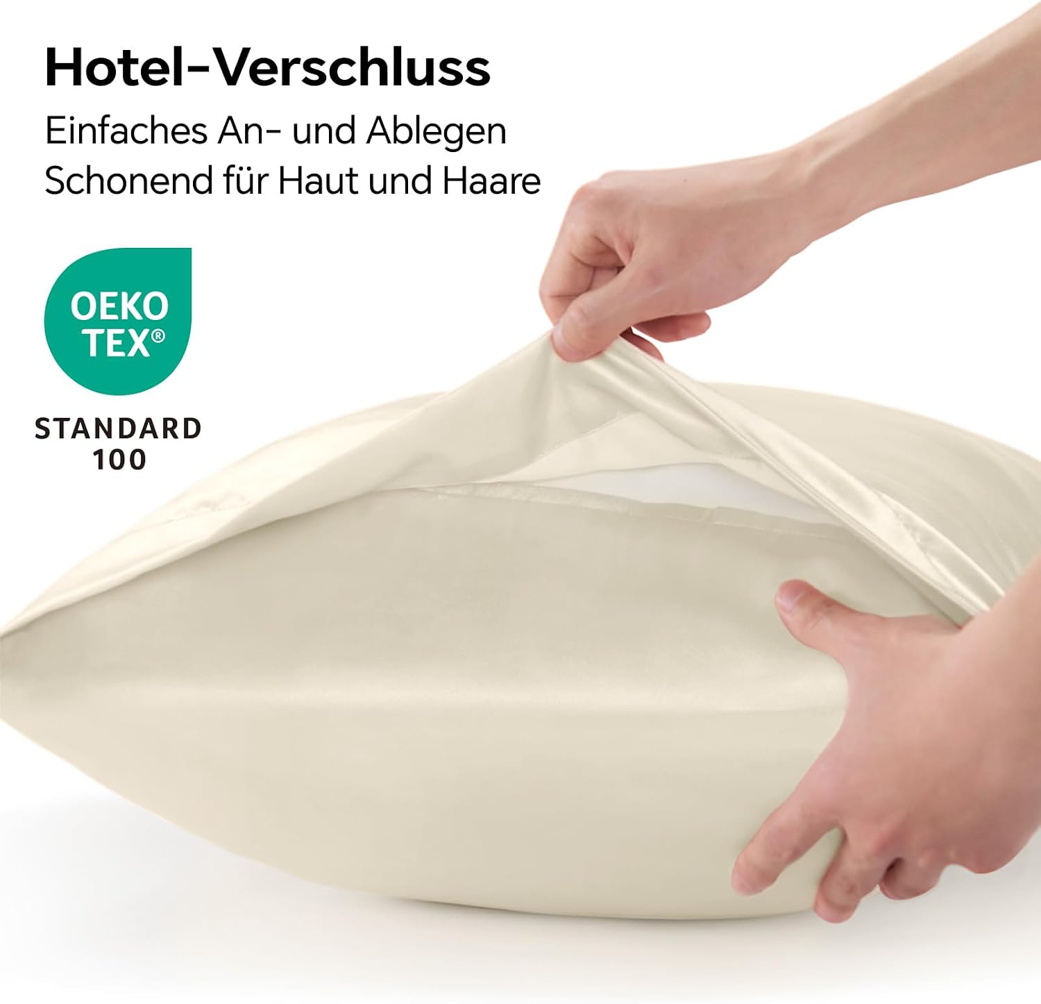 Thumbnail 1 de BEDELITE Satin Kissenbezug 40 x 80 Beige (2er-Set) – weich wie Seidenkissenbezug