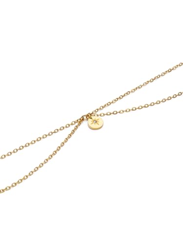 Detalle de SINGULARU Tobillera Mujer Boho Polar Star – Acero bañado en oro 18k