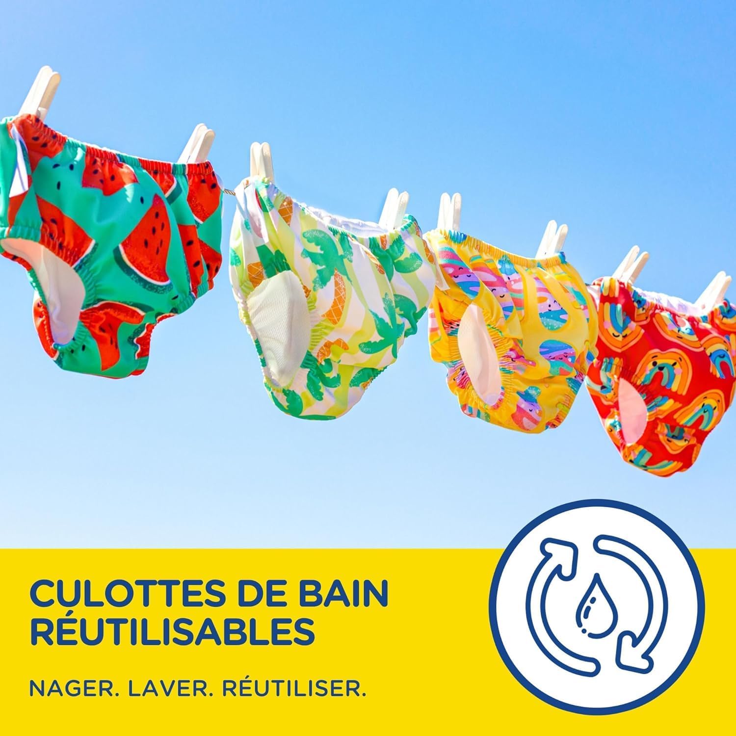 Detalle de HUGGIES Little Swimmers – Couches de bain réutilisables taille L (13 kg et +), 1 culotte, protection anti-fuite