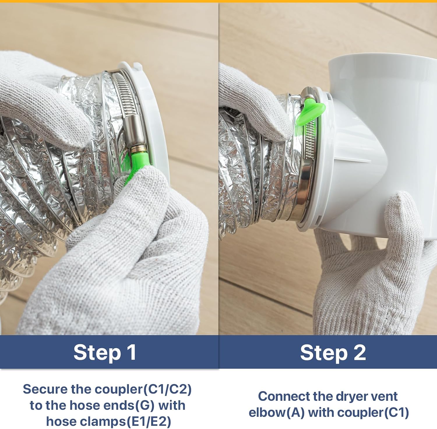 Thumbnail 3 de LOVIGA DryerHoseKit-4inL 4-Inch Dryer Vent Kit with 90-Degree Elbow