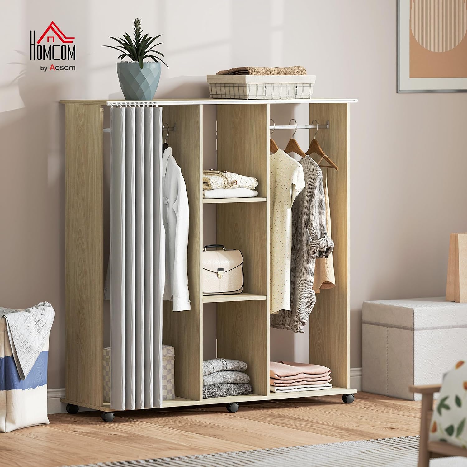 Detalle 2 de HOMCOM Armoire penderie 120 x 40 x 128 cm