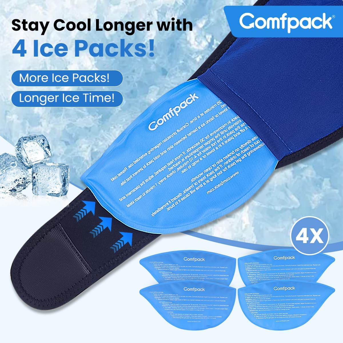 Detalle de Comfpack Face Ice Pack for Wisdom Teeth, Wearable Wrap with 4 Reusable Gel Packs