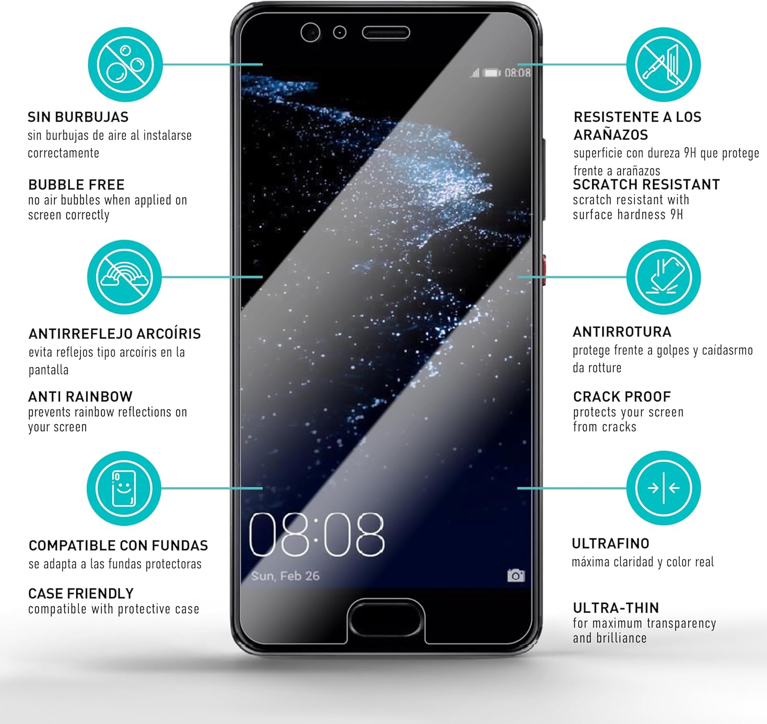 Thumbnail 5 de smartect Cristal Templado para Huawei P10 Plus