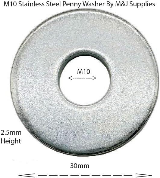 Thumbnail 1 de M10 Flat Penny Washer Pack 10mm stainless steel 🛠