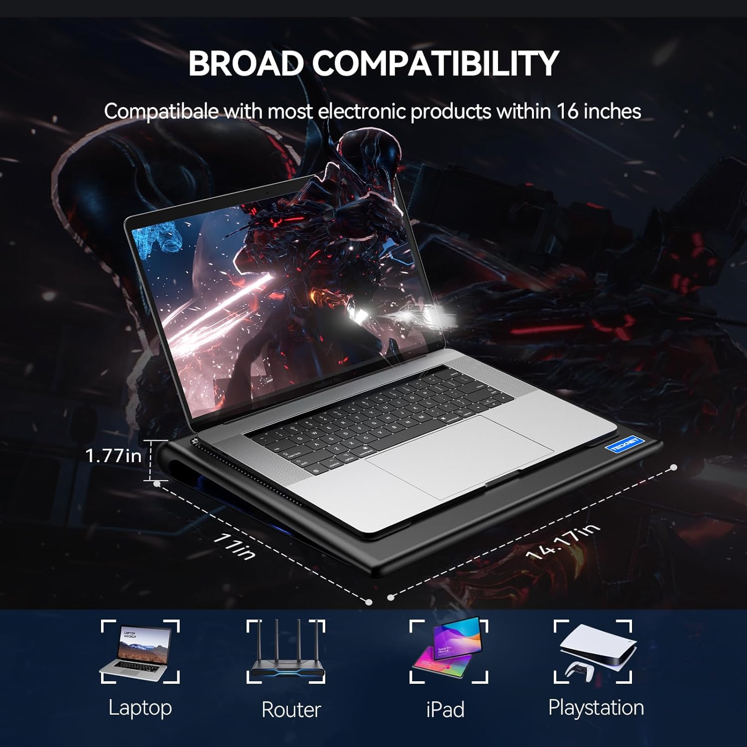 Thumbnail 4 de TECKNET Laptop Cooling Pad 110mm fans