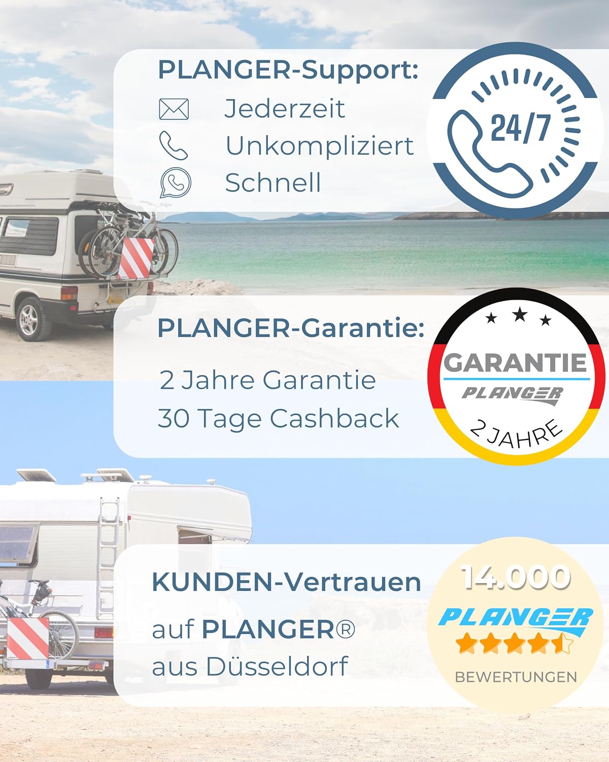 Thumbnail 5 de PLANGER® Warntafel 3in1 Italien/Spanien/Portugal 50 × 50 cm – Schild, Tasche und Spanner