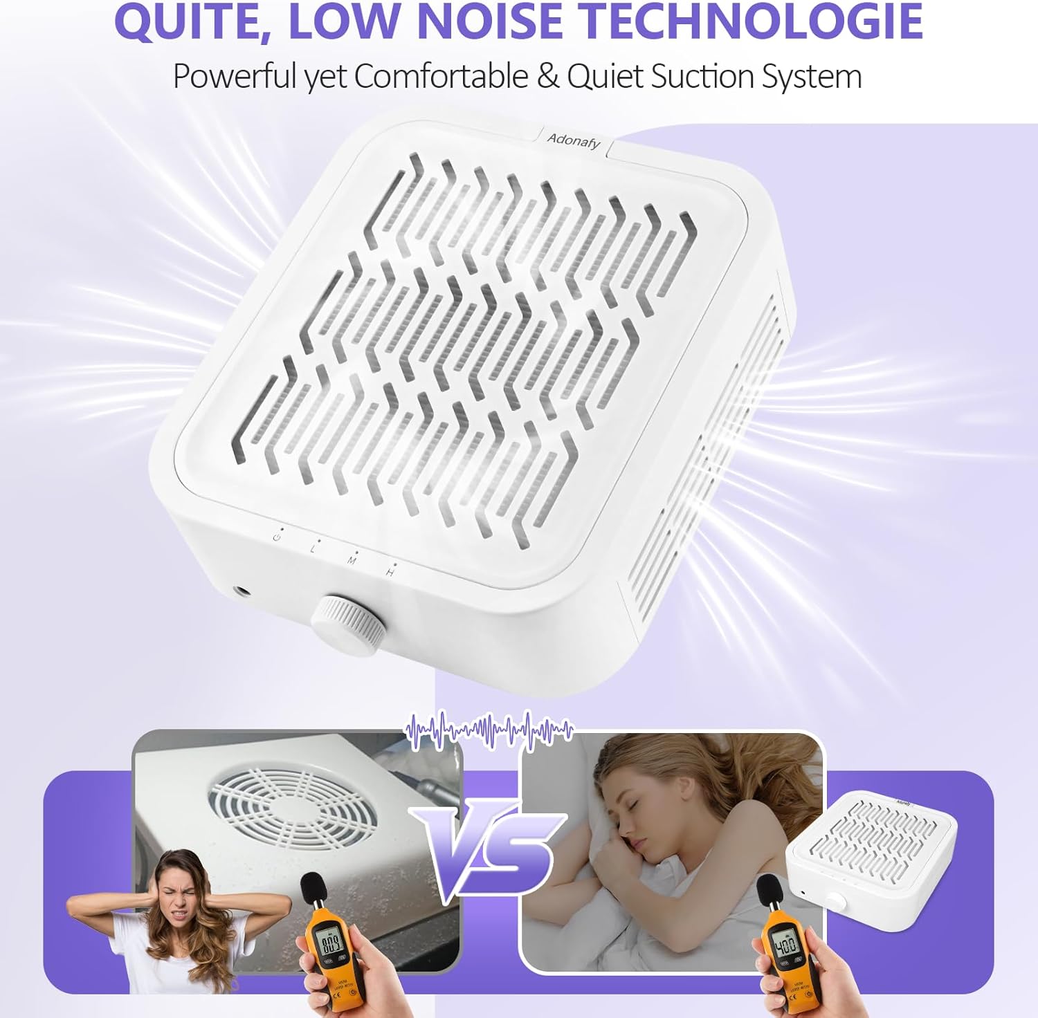 Detalle de Adonafy Aspiratore Unghie Professionale 120W: Aspirapolvere per Unghie per Principianti, Bianco