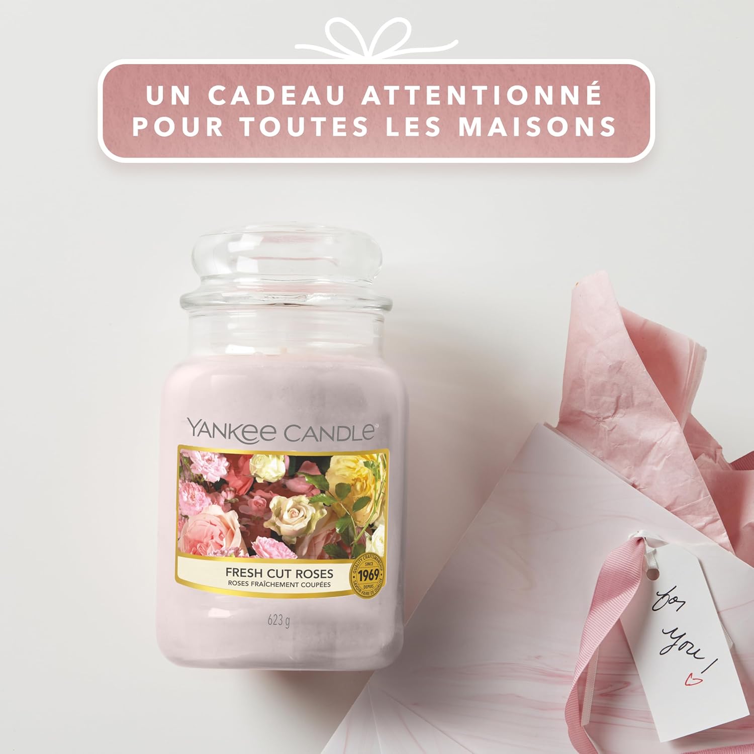 Detalle 1 de Yankee Candle Bougie parfumée Roses fraîchement coupées en jarre (jusqu’à 150 h)