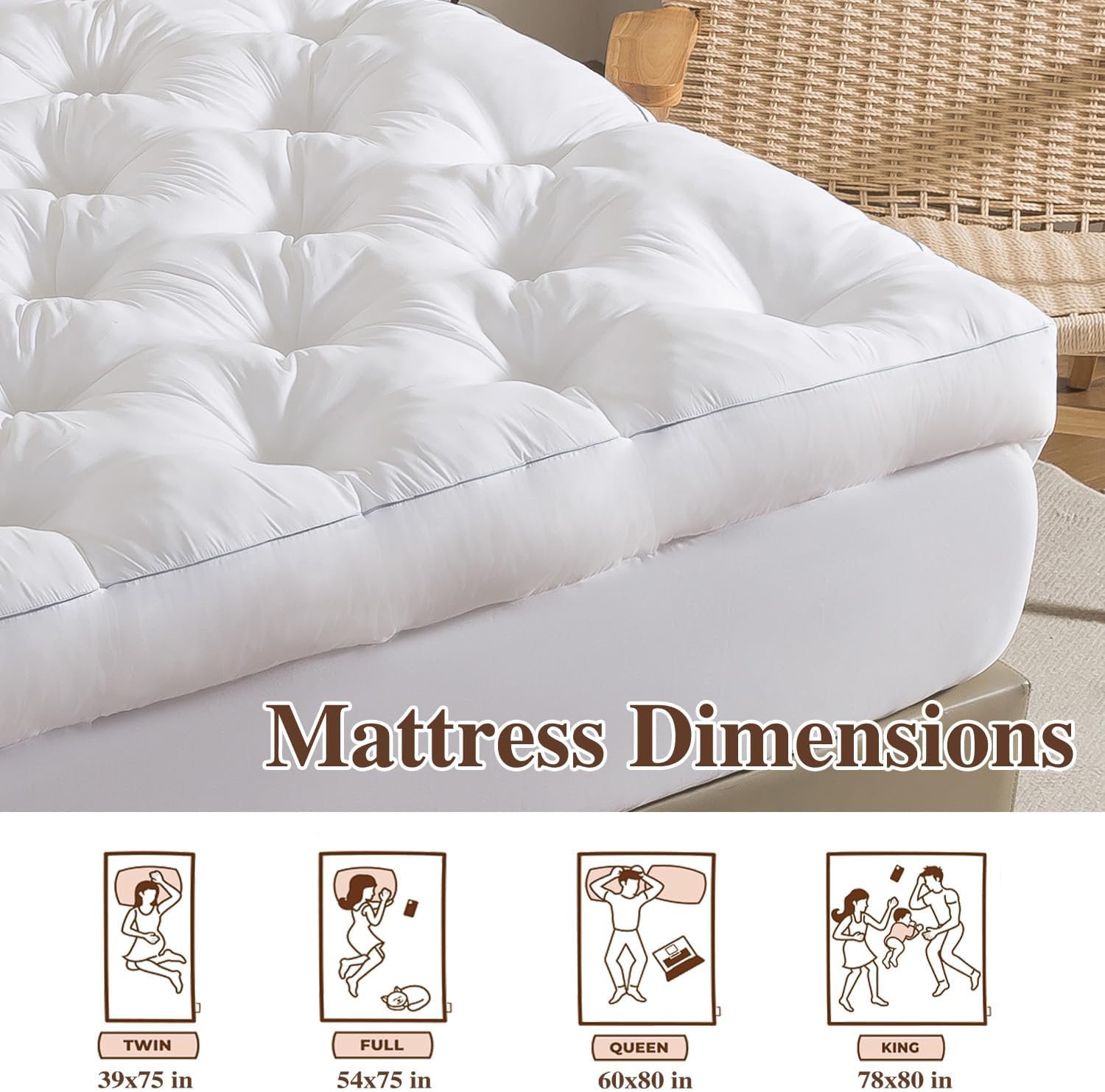 Thumbnail 6 de WhatsBedding Memory Foam Mattress Topper, King