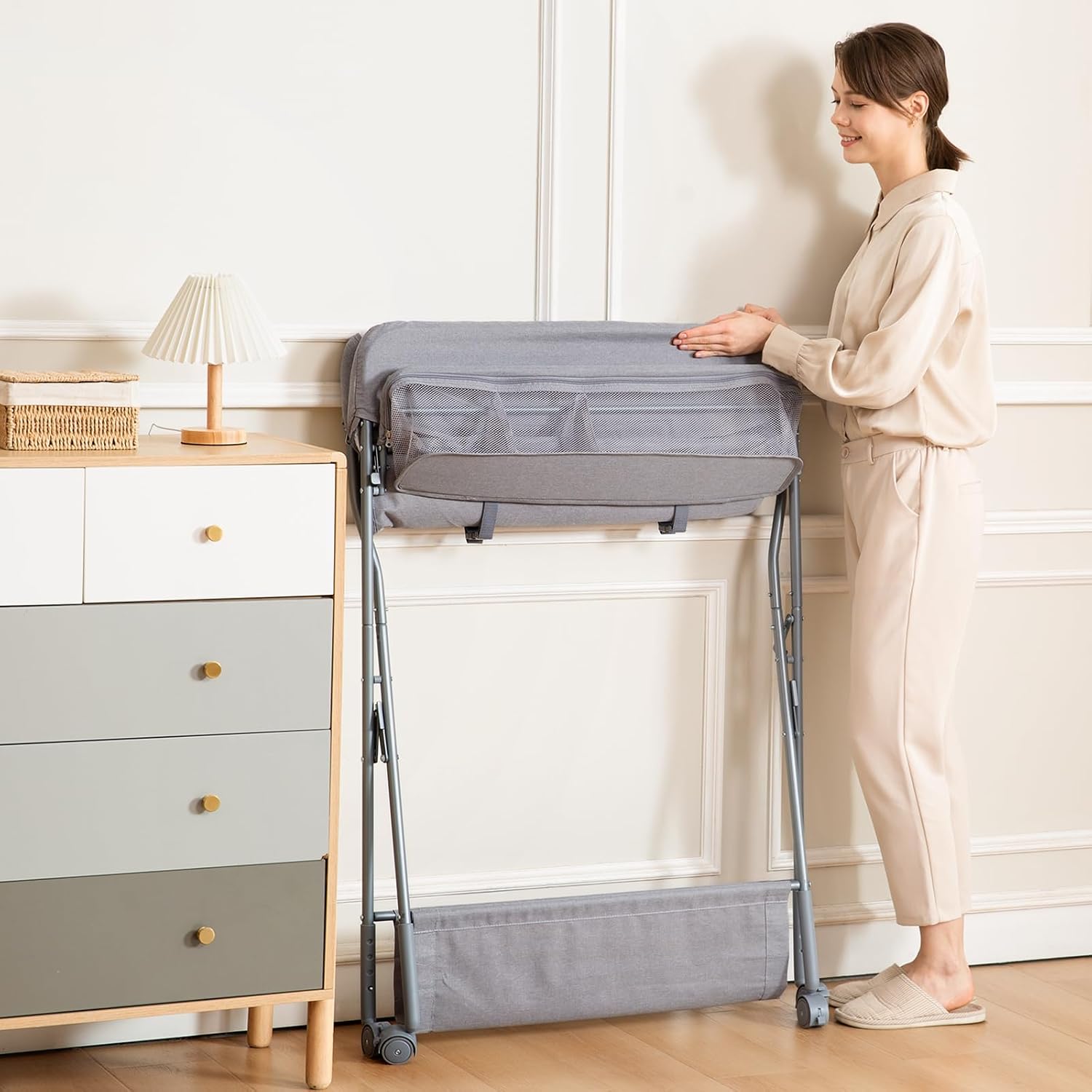 Thumbnail 6 de Maydolly Baby Changing Table with Wheels, Adjustable Height, Folding Light Gray