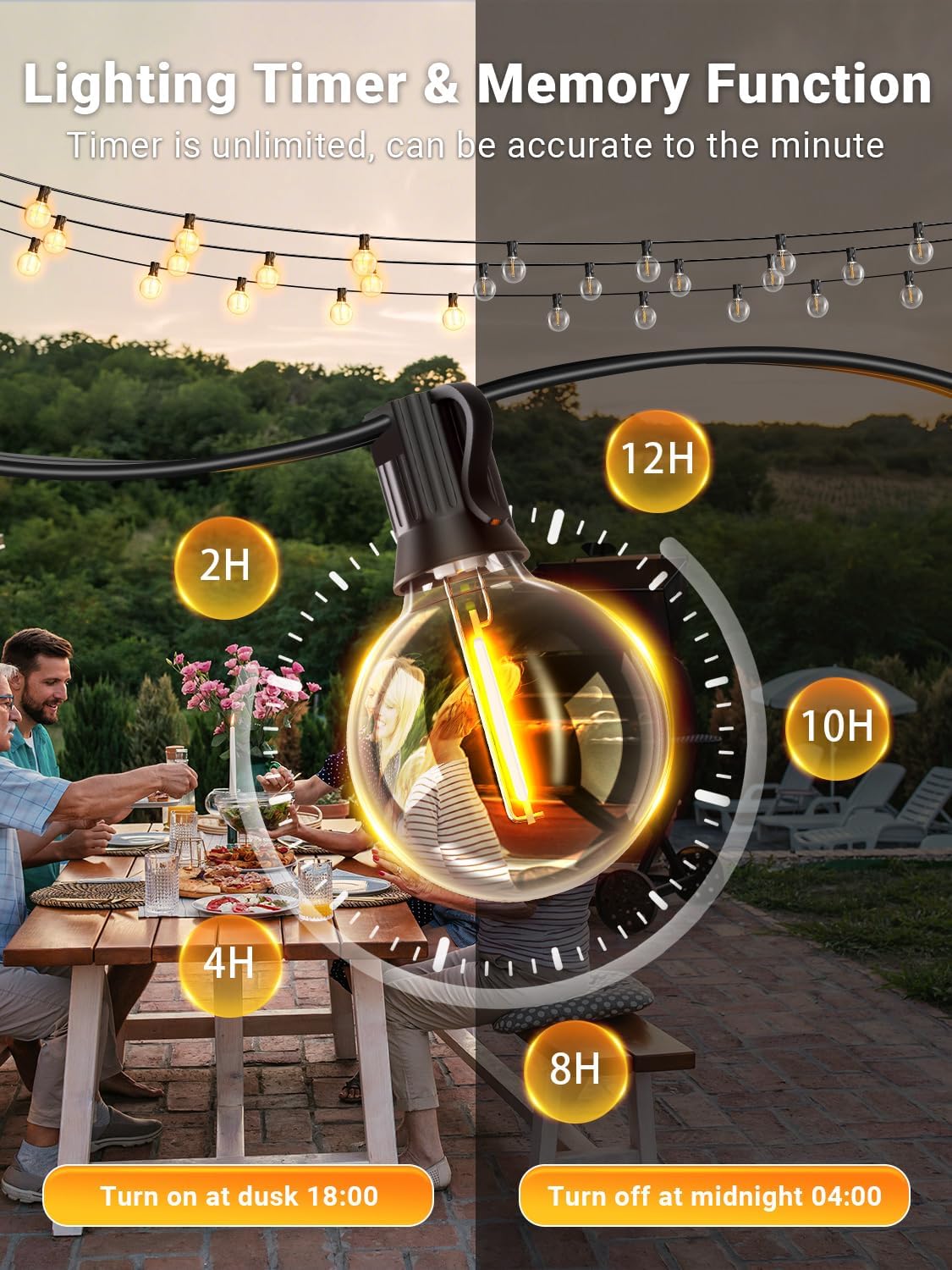 Detalle de Guirlande lumineuse extérieure dimmable 30 m avec contrôle APP et télécommande – IP44, musique sync et minuterie