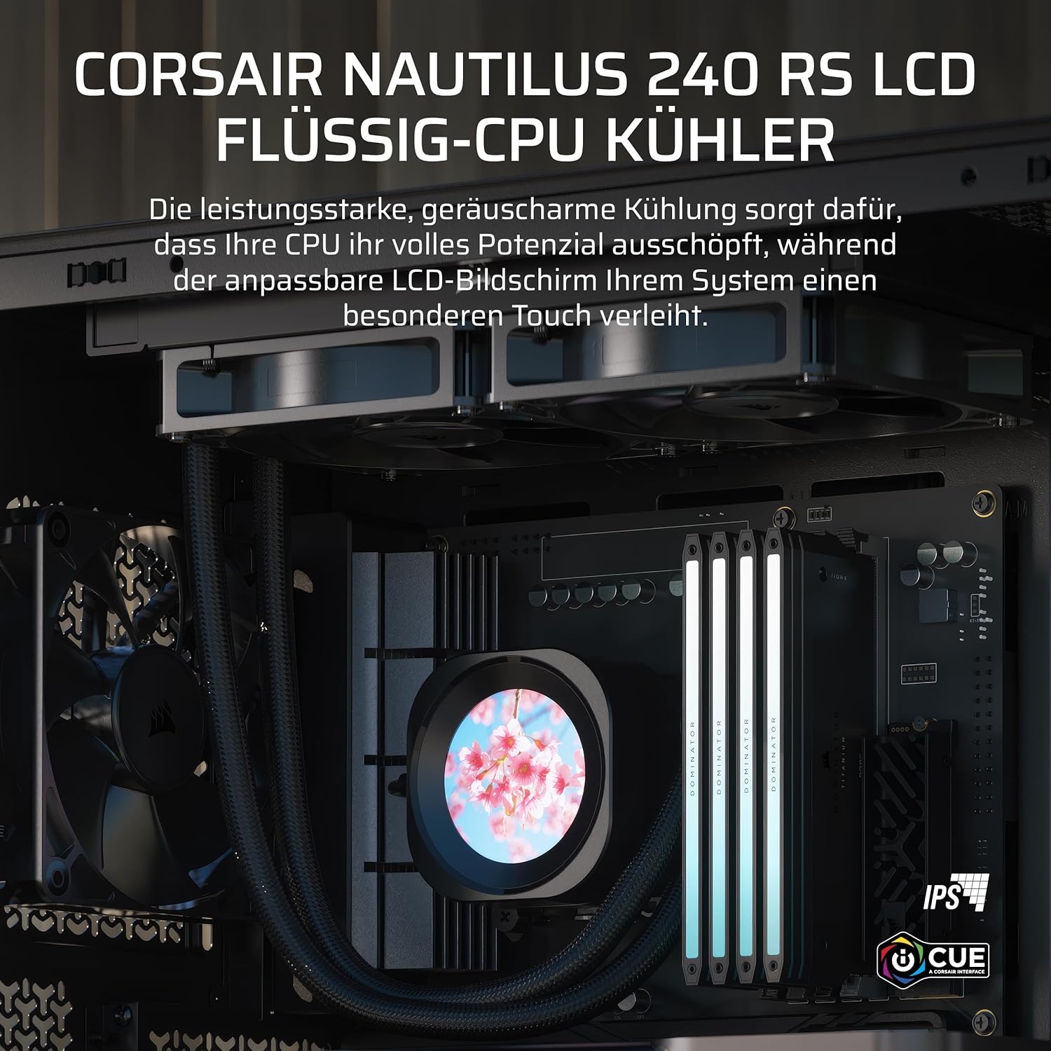 Thumbnail 1 de CORSAIR Nautilus 240 RS LCD Flüssig-CPU-Kühler – 240 mm AIO mit LCD Display und RS120-Lüftern