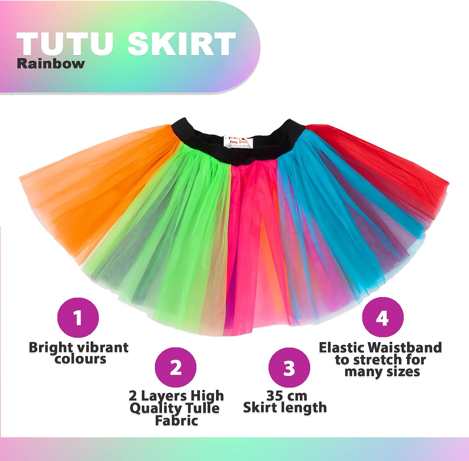 Detalle 2 de REDSTAR Fancy Dress Neon Tutu Set with Fishnet Gloves ðŸŽ