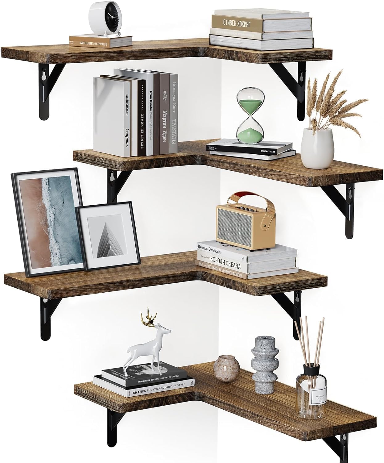 Detalle de AMADA Corner Floating Shelves, Paulownia Wood
