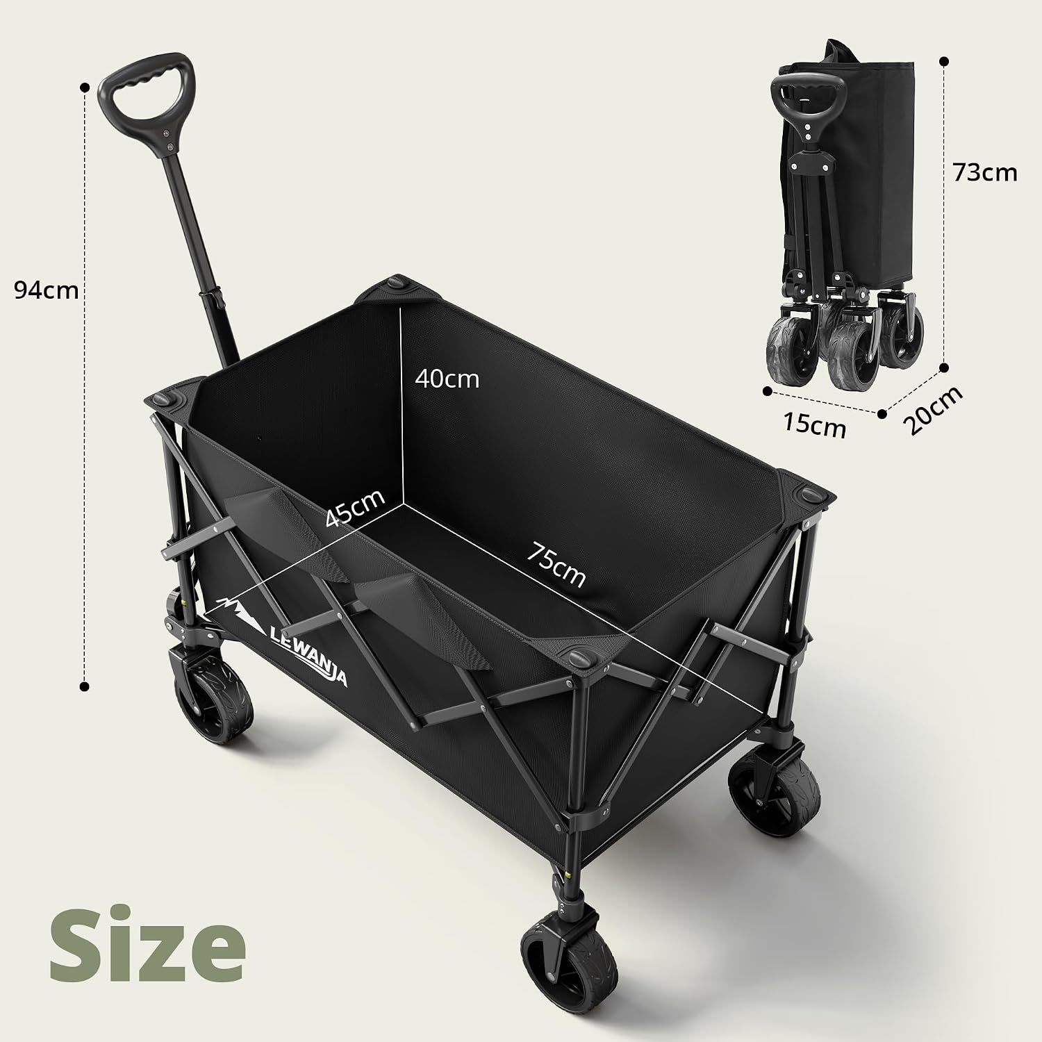 Detalle 2 de LEWANJA 140L Folding Trolley: Heavy-Duty Handcart for Everyday Hauling