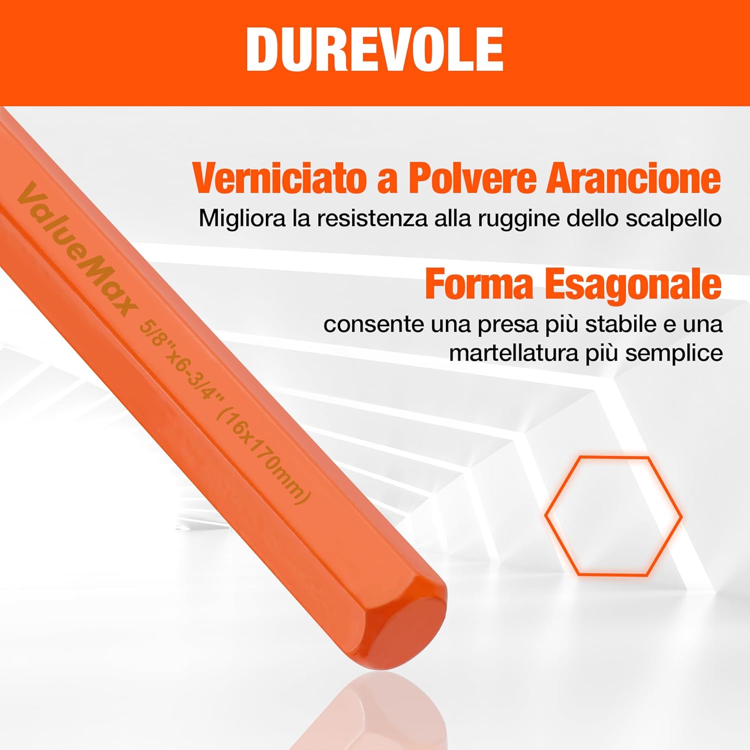 Detalle de ValueMax Set di Scalpelli Piatto da 3 Pezzi in acciaio Cr-V (10, 12, 16 mm)