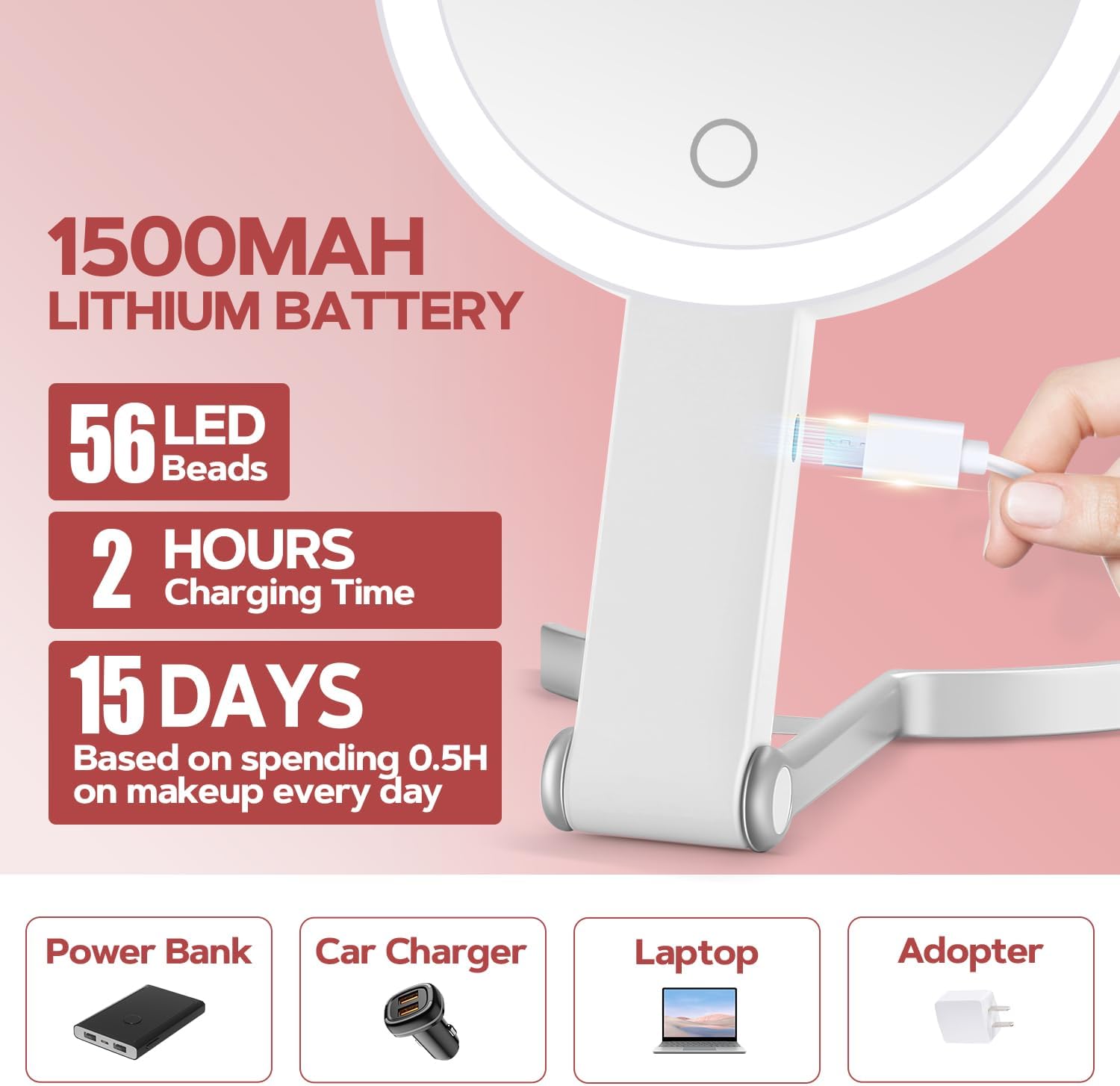Detalle 2 de MIYADIVA Lighted Makeup Mirror 30X 🔍