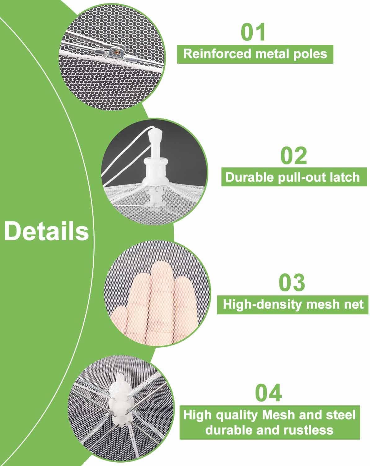 Detalle de Lauon Large Food Cover 6-Pack Mesh Food Tent, 17x17 White Nylon Covers